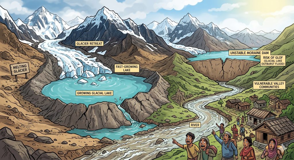 receding glaciers - growing lakes